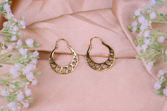 Brass Filigree Hoop Earrings