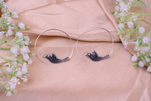 Brass Bird Hoop Earrings