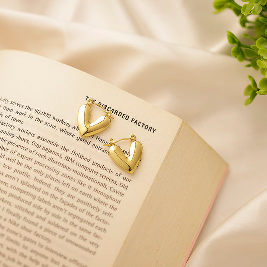 Golden Glow Heart Hoops